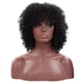 Close-up detail of fluffy short curly afro wig in black, premium synthetic fiber style. - Standard Style (9801-2) / Black