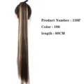 Detail van lang stijl paardenstaart hairextension, 80cm synthetische vezel. - Lichtblond 106