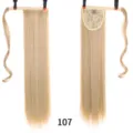 Blonde synthetische Pferdeschwanz Haarverlängerung glatt zum Wickeln Clip Haar 60cm - 55cm / Hellgold (107)