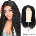 Long curly front lace wig for women, 24 inches black synthetic hair fashion wig for daily use. - 24 inch / Black (SW127-2)
