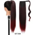 Synthetische Haarteil Zopf Pferdeschwanz lang glatt Hitzebeständige Faser 60cm Haar - 60CM / Verlaufsfarbe (1BT39)