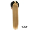 Long straight ponytail hair extension with ribbon bow, synthetic high temperature fiber. - Style 105 / Style B-55cm Pack