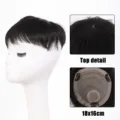 Men hairpiece human hair toupee one piece with 3 clips breathable inner net 18x16cm - Black Hairpiece (BF127-2)