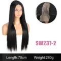 Lace front long straight black wig for women fashion 70cm heat resistant hair piece. - Black Long Straight Hair (SW237-2) / Black