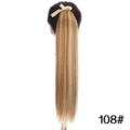 Long straight ponytail hair extension for women, color 108#, synthetic ribbon wrap style. - Style 108 / Style F-80cm Pack