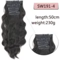 Long wavy clip-in hair extensions set 50cm 230g dark brown synthetic hair pieces for women - Four-Piece Set (SW191-4) / Dark Brown