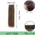 30cm Straight Hair Extension Clip In Synthetic Hairpiece 2 Clips Natural Brown Mix - Two-Clip Straight Hair Piece (AJ17) / 1 Piece/Pack / Shade 106