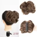 European and American cross-border fashion fluffy hair bun claw clip convenient lazy wig - 2/30
