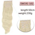 Extension capelli ondulati biondi con clip 4pz 50cm 230g ciocche sintetiche volume naturale. - Oro chiaro