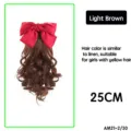 Extension de Queue de Cheval Bouclée Nœud Rouge Brun Clair 25CM Cheveux Synthétique - 25cm / Beige