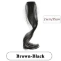 Synthetic clip-in hair bang extension fringe in brown black, 25cm or 35cm length. - 25cm / Calico