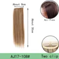 Synthetic straight hair piece extension with 2 clips, 30cm length for daily wear. - Two-Clip Straight Hair Piece (AJ17) / 1 Piece/Pack / Shade 108