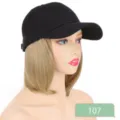 Short blonde hair wig baseball cap variant 107, stylish canvas sun hat with attached hair. - Regular Short Straight Style (AT118-107)