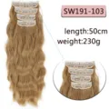 Extension capelli mossi sintetici 4 pezzi clip-in 50cm biondo dorato capelli voluminosi - Marrone Dorato