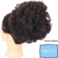 Chignon Afro Puff Sintetico Ricci con Coulisse per Capelli in Colore Marrone Nero - Diametro 20cm (Extra Large) / Nero Naturale (FB11-4)