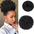 Chignon Afro Riccietto Coulisse Sintetica Parrucca Puff Nera Estensione Capelli Variante - Marrone Scuro (FB12-2)