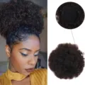 Chignon sintetico riccio afro con coulisse pezzo per capelli castano scuro 1pz - Nero Naturale (FB12-4)