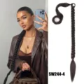Synthetische geflochtene Zopf Haarverlängerung, langes glattes schwarzes Haarteil. - 80cm / Braunschwarz (SW244-4)