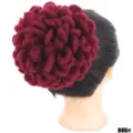 Chignon con Dreadlocks sintetici afro bordeaux puff per capelli vista dettaglio. - Borgogna (BUG#)