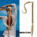 Blonde braided ponytail hair extension wrap around synthetic straight hair piece for women - 55cm / Honey Blonde Mix (SW244-27/613)