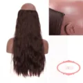 Synthetic wire fishline hair extension wavy brown 60cm long wig piece for women daily wear - Corn Wave Style (03-2/33)