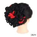 Extension per crocchia dreadlocks africani parrucca afro puff con coulisse sintetica pezzo - Mix Nero Rosso (1B/H)