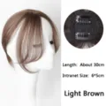 Frange en cheveux synthétiques clip extension marron clair 30cm postiche femme - Style de Frange Floue avec Raie au Milieu (BF19-2-30) / Longueur environ 30cm (Filet 6*5cm) / Beige