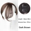 Frange de cheveux synthétiques clip dans le postiche marron foncé 30cm avec deux pinces - Style de Frange Floue avec Raie au Milieu (BF19-2-33) / Longueur environ 30cm (Filet 6*5cm) / Brun Foncé