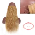 Halo hair extension blonde curly synthetic wavy hair wire invisible hairpiece 60cm - Corn Wave Style (03-105)