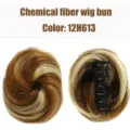 Synthetic fiber wig bun with claw clip, blonde brown mix hair extension for women. - Blonde Highlight (12H613)