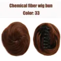 Synthetic hair bun claw clip brown wig extension for women everyday styling and volume. - 33