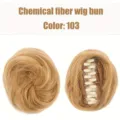 Synthetic hair claw clip bun in color 103, easy to wear wavy hair extension piece. - 103