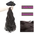 Long wavy curly clip-in hair extensions natural black synthetic hairpieces 3pcs set - Natural Black