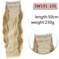 Water wave clip-in hair extensions 4pcs 50cm 230g blonde brown synthetic curly hair - Four-Piece Set (SW191-105) / Honey Brown Ombre