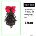 Extension de queue de cheval bouclee avec ruban rouge en fibre synthetique pour femmes. - 45cm / Calicot