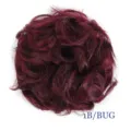 Synthetic messy hair bun scrunchie detail, fluffy burgundy and dark brown hair piece. - Black/Wine Red (1B/BUG)