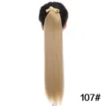 Long straight synthetic ponytail hair extension with ribbon bow, blonde shade 107, 45-80cm - 107 Designs / Style C-65cm Pack