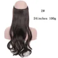 24 Inch Golvend Halo Haar Extensies 100g Donkerbruin Synthetisch Haar voor Vrouwen - Donkerbruin (2#)