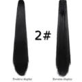 Extensión de coleta con pinza de pelo sintético negro 60cm suave resistente al calor pieza de cabello - Negro Natural