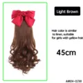 Extension de queue de cheval bouclée nœud rouge 45cm perruque synthétique marron clair - 45cm / Beige