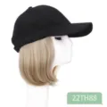 Black baseball cap with short blonde straight wig, casual daily wear hat for women and girls. - Regular Short Straight Style (AT118-22TH88)