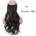 24 pouces 100g extension de cheveux halo ondulée fil de poisson postiche volume - Brun Noirâtre (4#)