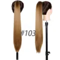 Peluca de coleta sintética de 60cm con pinza color #103, cabello suave resistente al calor. - Rubio Miel