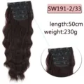 Extension capelli mosso castano scuro con clip 50cm 230g set 4 pezzi volume naturale - Misto Nero Marrone