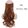 Extension de cheveux synthétique longue ondulée marron avec fil invisible 24 pouces 100g - Brun Clair (30#)