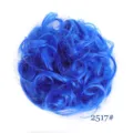 Synthetic hair bun hairpiece messy curly blue hair extension styling detail view - Messy Rose Bun Style (2517) / Blue