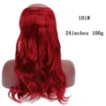 Extension de cheveux halo ondulée rouge 24 pouces 100g postiche synthétique volume. - Bourgogne (101#)