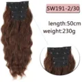 Long wavy synthetic hair extensions 4-piece clip-in curly hair pieces 50cm 230g brown - Four-Piece Set (SW191-2/30) / Natural Brown Mixed