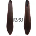 Extensión de Coleta con Pinza #2/33 Pelo Sintético Liso y Largo para Mujeres - Mechas Marrón Oscuro