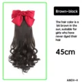 Perruque queue de cheval bouclee noeud rouge 45cm extension cheveux synthetiques. - 45cm / Calicot